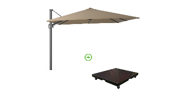 Milano T² zweefparasol | 300x300cm met Monza parasolvoet 90kg | taupe