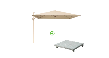 Challenger T² zweefparasol - premium doek | 300x300cm met Rocca parasolvoet 90kg | Champagne/Sandstone