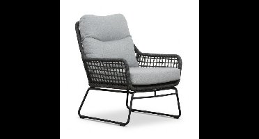 Valencia loungestoel | touw + aluminium | Stone Grey