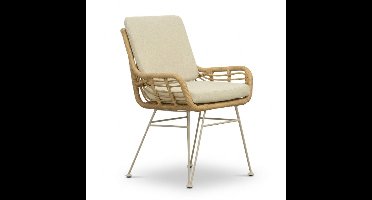 Carlos dining tuinstoel | wicker + rvs | Bamboo beige