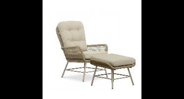 Dex loungestoel incl. voetenbank | touw + aluminium | Sandstone