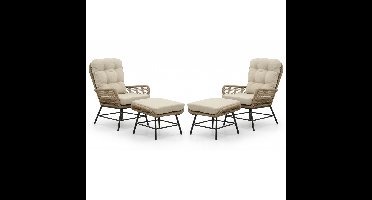 Dex lounge balkonset 2 personen | touw + aluminium | Sahara Dust | 4-delig