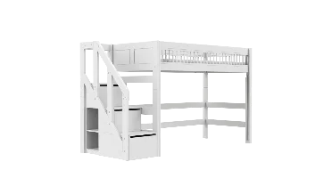 Lifetime hoogslaper 152cm breeze met trapkast wit