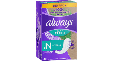 Always Daily Fresh Inlegkruisjes Normal, Plantaardige Vezels, 42 Stuks