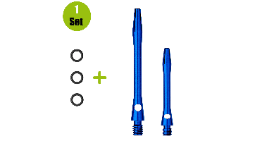 Lena Aluminium Dartshafts + Rubber - Blauw