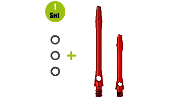 Lena Aluminium Dartshafts + Rubber - Rood