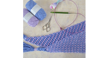 Haakpakket Ton Sur Ton Sjaal Lila Denim