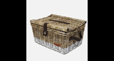 Picknickmand bakkersmand maat L, Grijs Wit (47 x 36 x 26 cm)