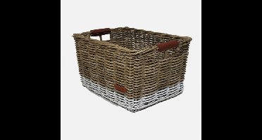 Rieten Fietsmand Grijs Wit Maat XtraL arge