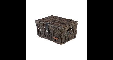 Rieten kratmand Zwart maat L met klep