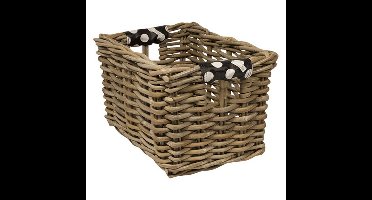 Rieten Fietsmand XL White Small Dots grijs