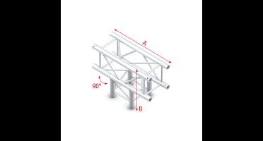 Showtec FQ30 Vierkant truss 017 3-weg T-stuk 90g