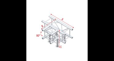 Showtec GQ30 Vierkant truss 020 4-weg T-stuk 90g