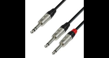Adam Hall 4 Star YVPP 0300 Rean verloopkabel 1x stereo jack naar 2x mono jack 3m