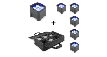BeamZ 6x BBP94 verticale LED par + AC-440 flightbag
