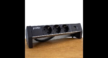 Bureau Stekkerdoos Desk-Top Plus, 3xSchuko + USBA/USB-C 4.2A - 0,6m Prolink kabel