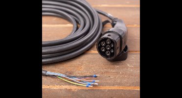 E-Line Laadkabel Type 2 naar open einde - 3x16A - 7,5 meter