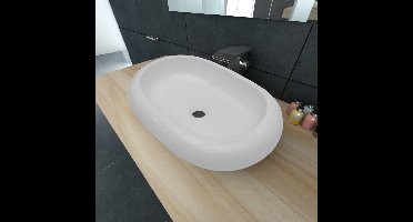 Luxe keramische wasbak ovaal 63 x 42 cm (wit)