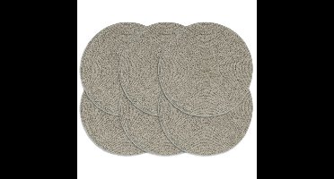 Placemats 6 st rond 38 cm katoen effen grijs