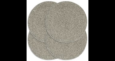 Placemats 4 st rond 38 cm katoen effen grijs