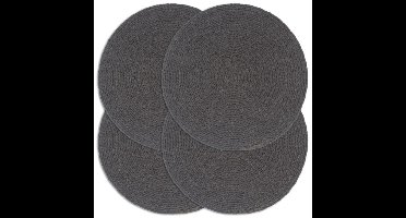 Placemats 4 st rond 38 cm katoen effen donkergrijs