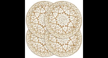 Placemats 4 st rond 38 cm jute wit