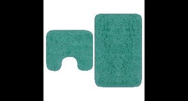 Badmattenset stof turquoise 2-delig