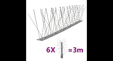 Vogel- en duivenpinnen met 5 rijen 6 st 3 m roestvrij staal