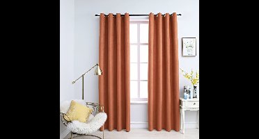 Gordijnen verduisterend met ringen 2 st 140x225 cm roestkleur