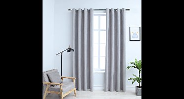 Gordijn verduisterend met metalen ringen 2 st 140x175 cm grijs