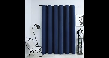 Gordijn verduisterend met metalen ringen 290x245 cm blauw