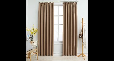 Gordijnen verduisterend met haken 2 st 140x175 cm taupe