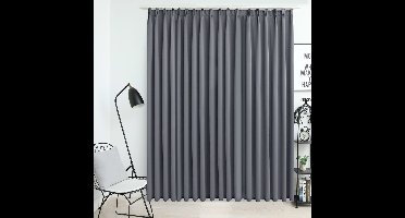 Gordijn verduisterend met haken 290x245 cm grijs