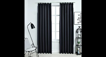 Gordijnen verduisterend met haken 2 st 140x245 cm antraciet