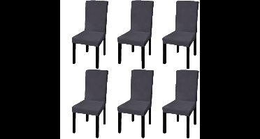 Stoelhoezen 6 st stretch recht antraciet