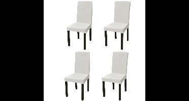 Stoelhoezen stretch crèmekleurig 4 st