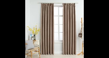 Gordijnen verduisterend met haken 2 st 140x175 cm taupe