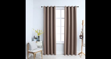 Gordijn verduisterend met metalen ringen 2 st 140x175 cm taupe