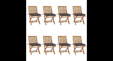 Tuinstoelen 8 st inklapbaar met kussens massief teakhout