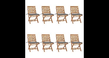 Tuinstoelen 8 st inklapbaar met kussens massief teakhout