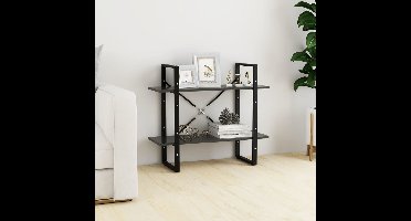 Boekenkast met 2 schappen 80x30x70 cm spaanplaat grijs