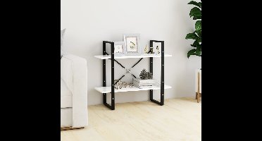 Boekenkast met 2 schappen 80x30x70 cm spaanplaat wit