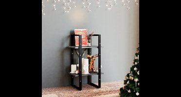 Boekenkast met 2 schappen 40x30x70 cm massief grenenhout grijs