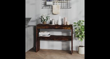 Wandtafel 102x30x80 cm bewerkt hout gerookt eikenkleurig