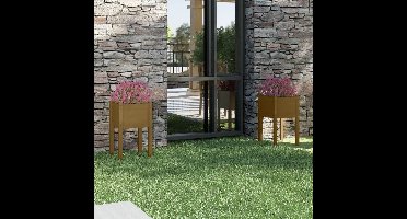 Plantenbakken 2 st 40x40x70 cm massief grenenhout honingbruin