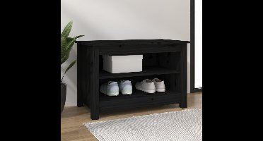 Schoenenbank 70x38x45,5 cm massief grenenhout zwart