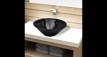 Wasbak, keramiek, rond, zwart