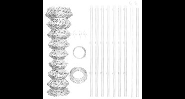 Gaashek met palen 15x1 m gegalvaniseerd staal zilverkleurig