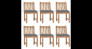 Tuinstoelen 6 st met kussens massief teakhout