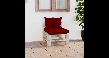 Tuinmiddenbank met kussens pallet grenenhout